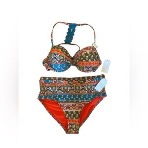 Time and true‎ women’s multicolored high waist underwire bikini-NWT